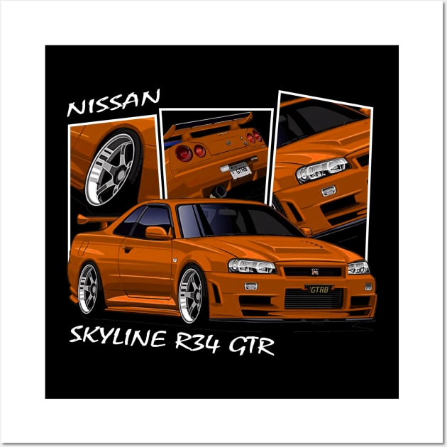 Nissan Skyline GTR R34, JDM Car Wall Art by T-JD